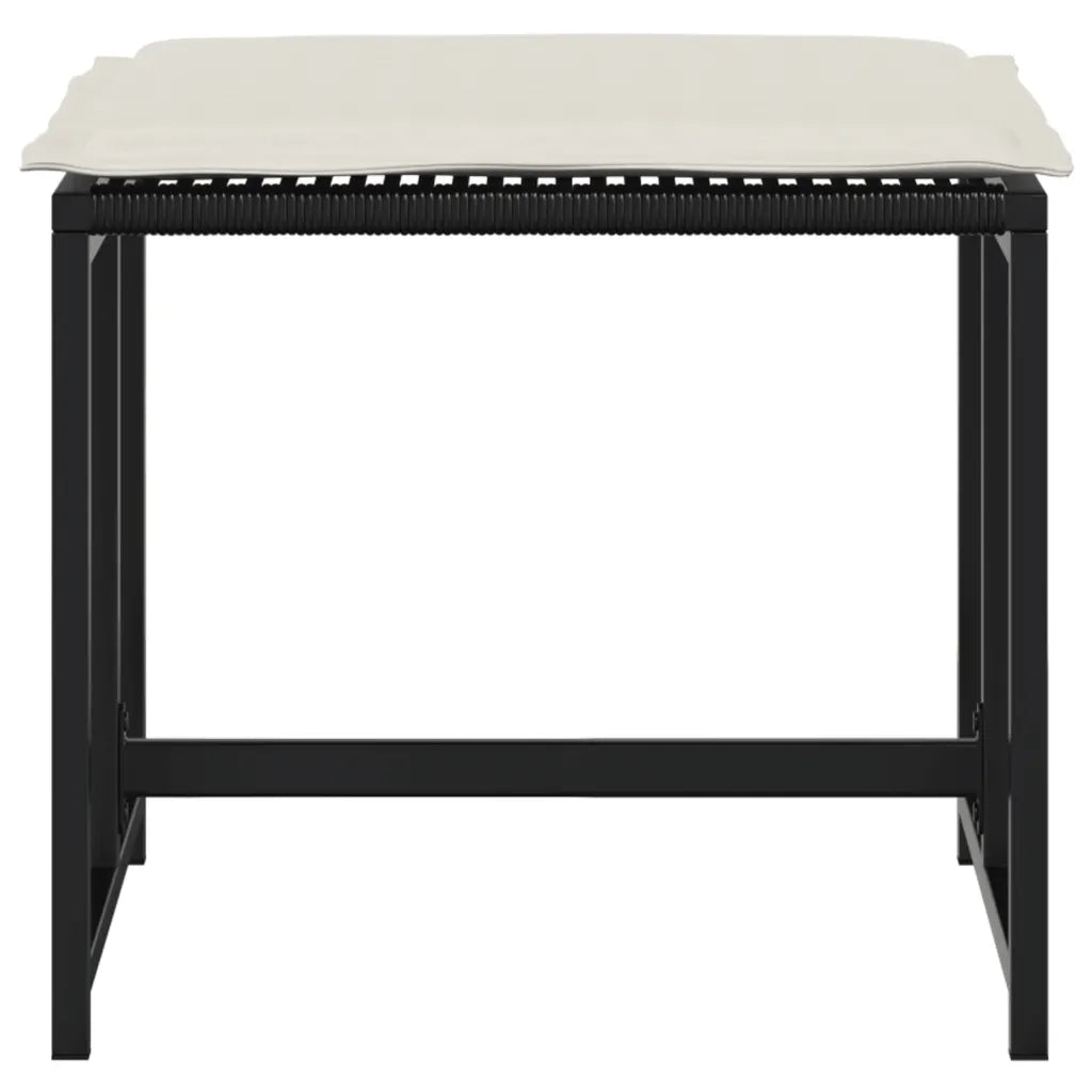 Sgabelli da Giardino con Cuscini 4 pz Neri in Polyrattan
