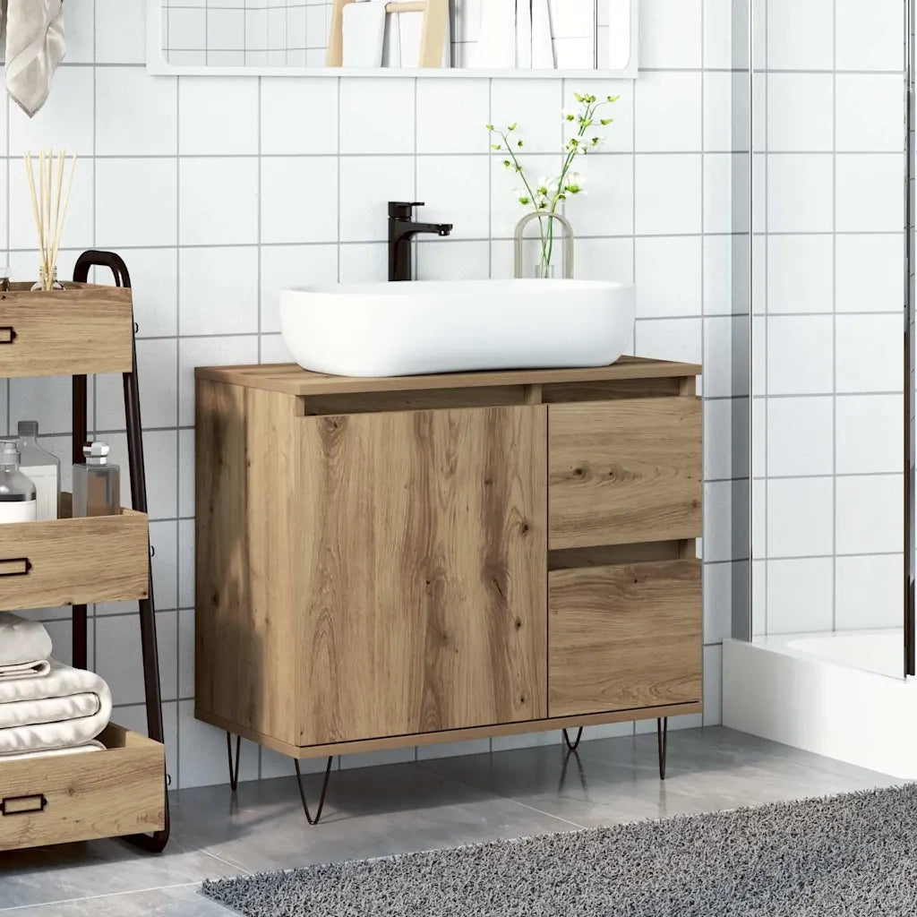 Armadietto da Bagno | Armadio da bagno Rovere Artigianale 65x33x60cm in Truciolato