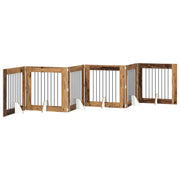 Cancello per cani con supporti 6 pz Legno antico 80 x 80 cm CFW1333131
