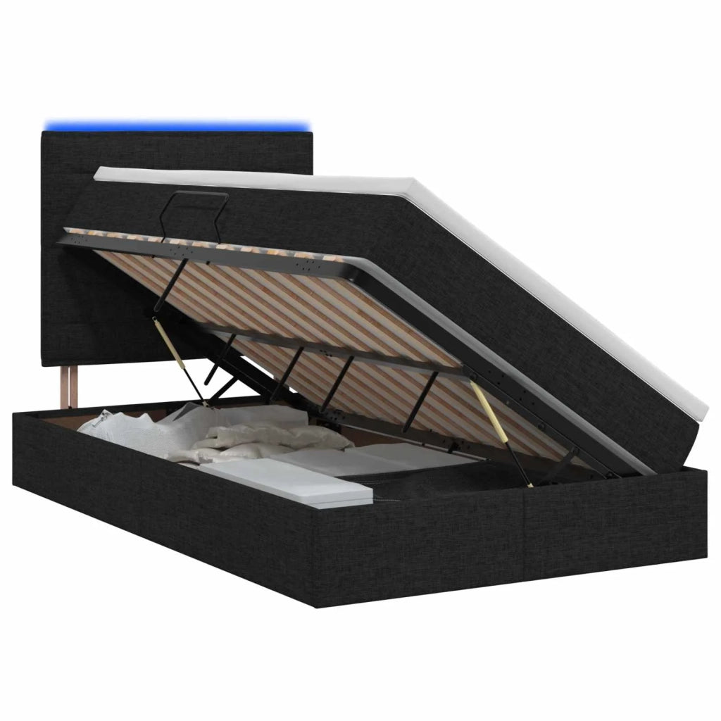 Letto con contenitore LED e materasso Nero 120 x 200 cm Tessuto 3459875