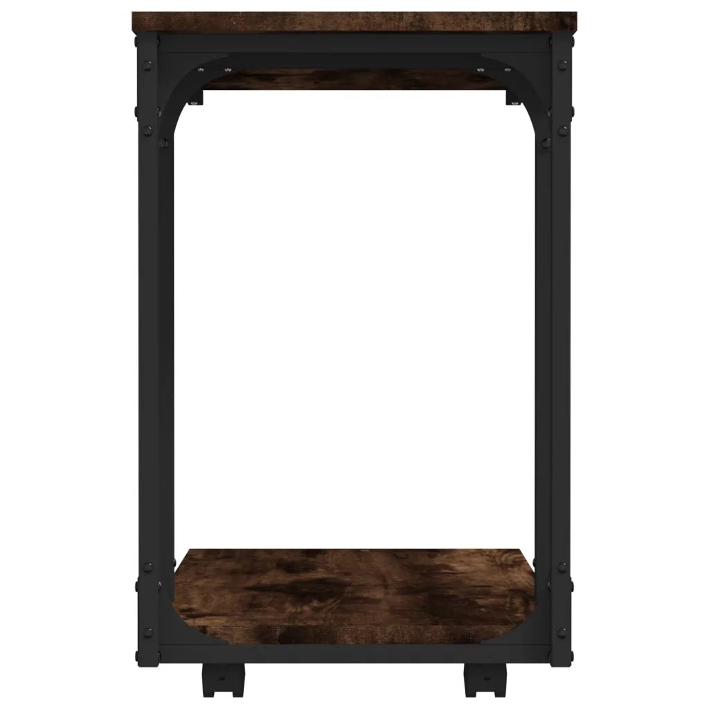 Tavolino | Tavolo laterale con Ruote Rovere Fumo 50x35x55,5 cm Legno Multistrato