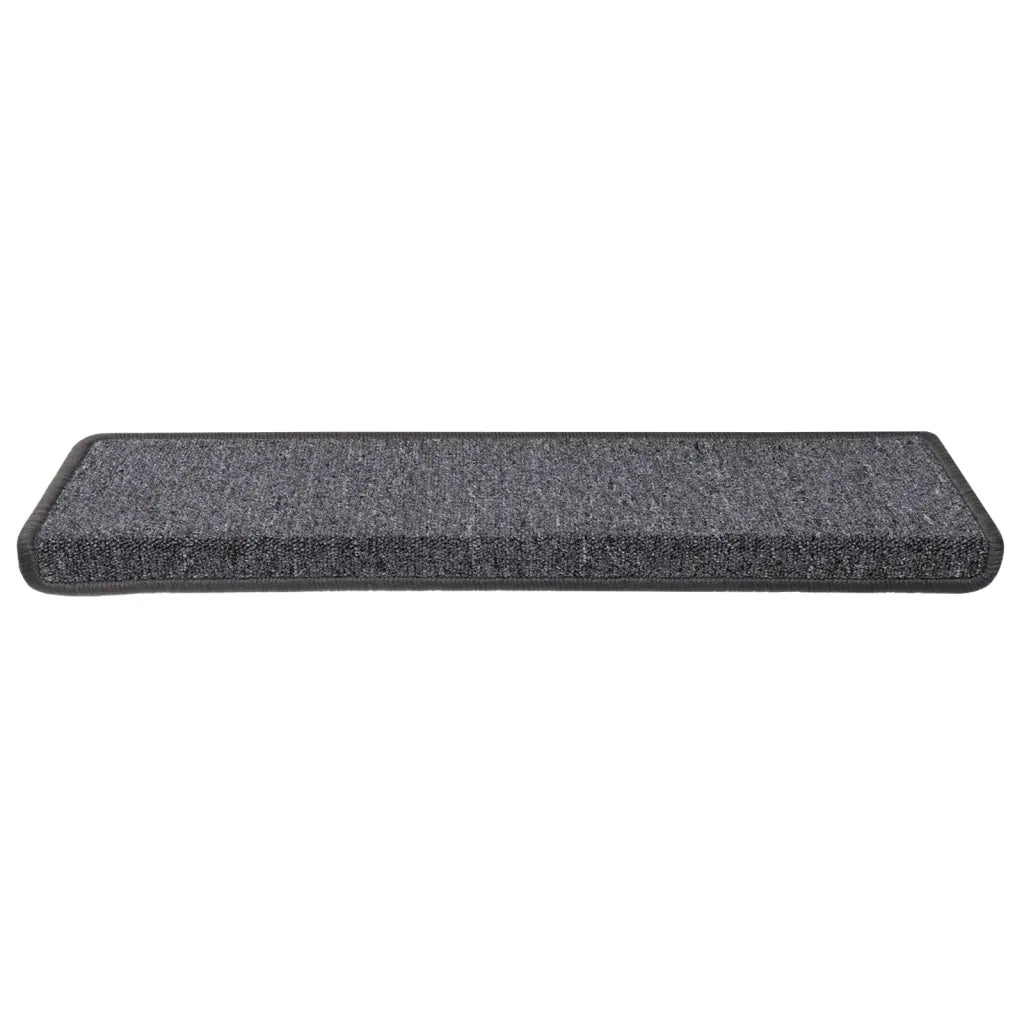Tappetini per scale 15 pz 65x21x4 cm Grigio scuro Bordo rettangolare 326197