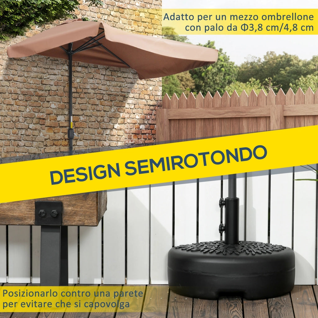 Base Ombrellone Semicircolare Riempibile Sabbia Acqua ¨C zephmum ¨C Nero per Pali 38-48mm