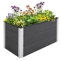 Fioriera Vaso per Piante e Colture in Legno e Plastica 100x50x50cm Grigio