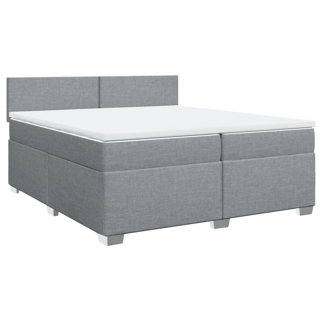 Giroletto a Molle con Materasso Grigio Chiaro 200x200cm Tessuto