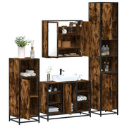 Set Mobili da Bagno 4 pz Rovere Fumo in Legno Multistrato
