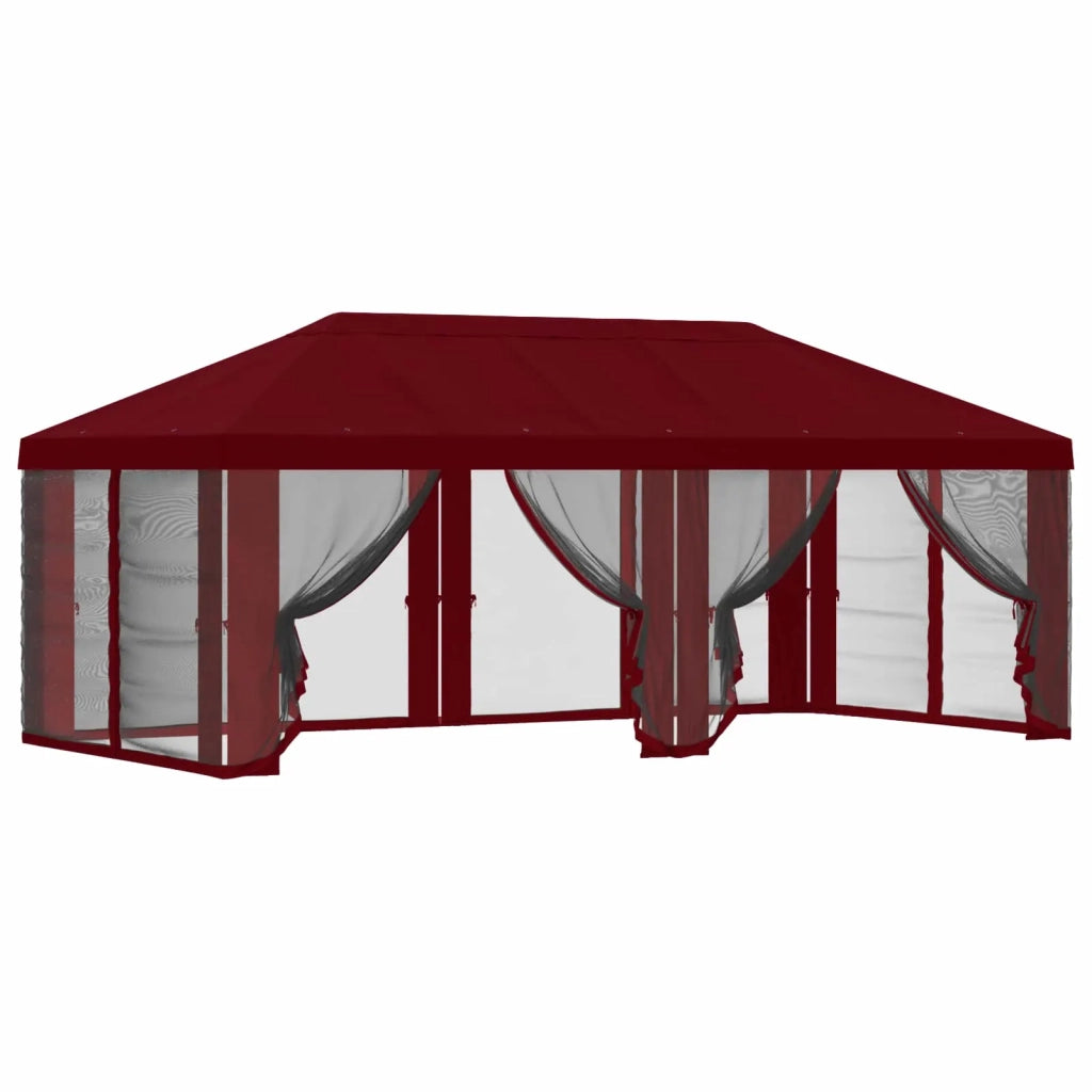 Copertura Gazebo con Pareti Laterali Borgogna 600,5 x 300,5 cm 900445