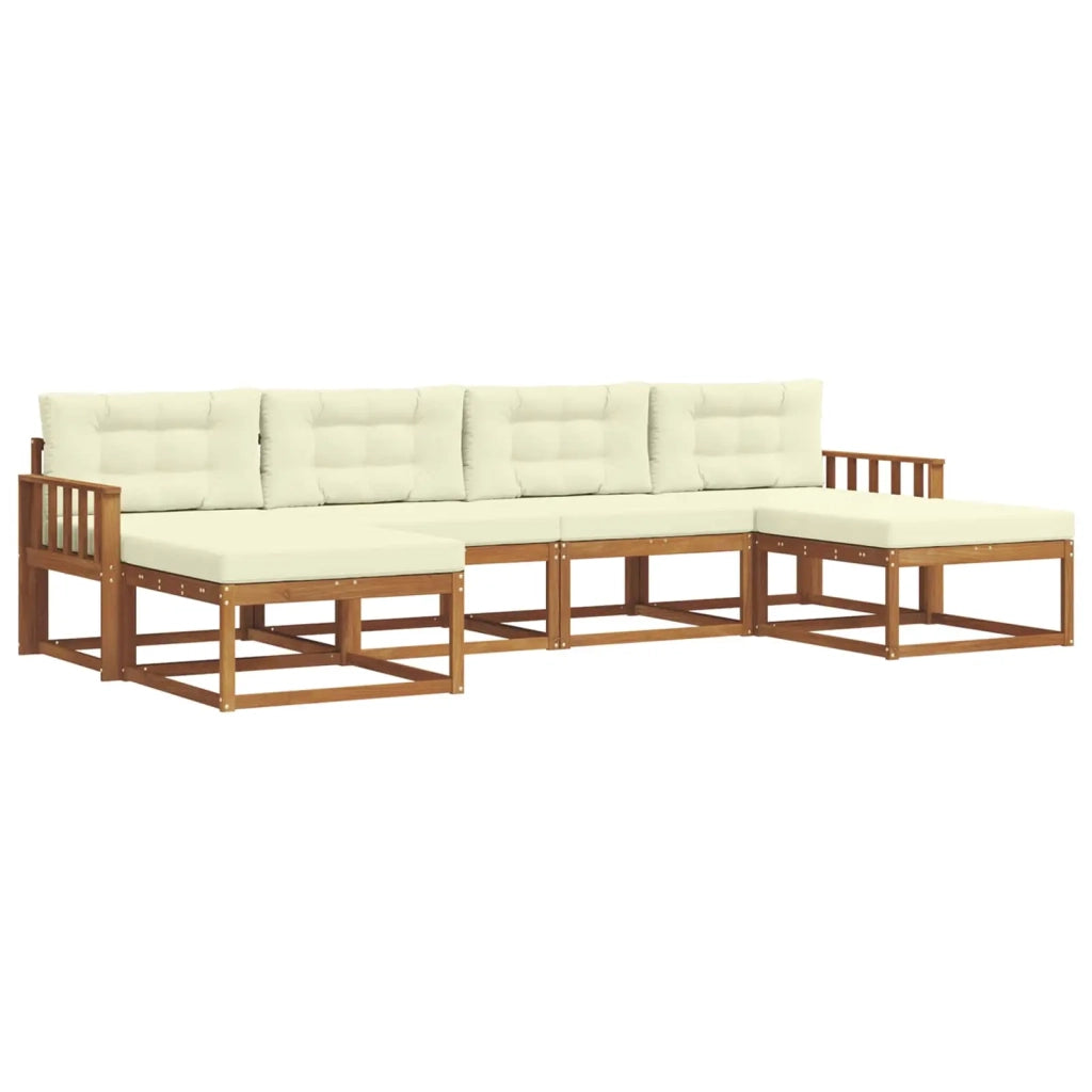 Set di divani da esterno con cuscino 6 pcs Naturale e Crema