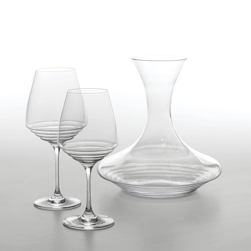 Zafferano Decanter Collezione Esperienze in vetro sonoro superiore lavorato a mano, design elegante con scanalature interne per ossigenazione vino
