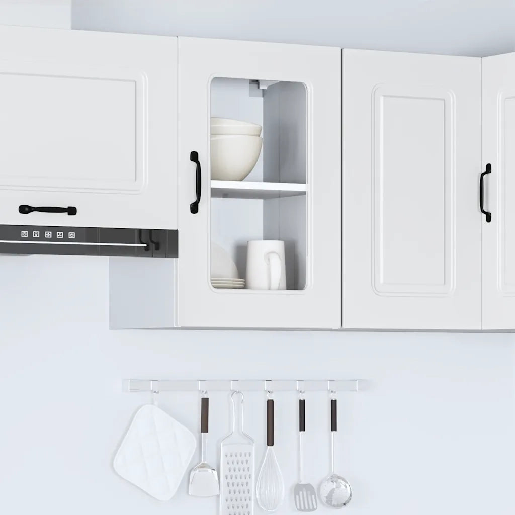 Pensile da Cucina con Porta in Vetro Kalmar Bianco Truciolato 853527