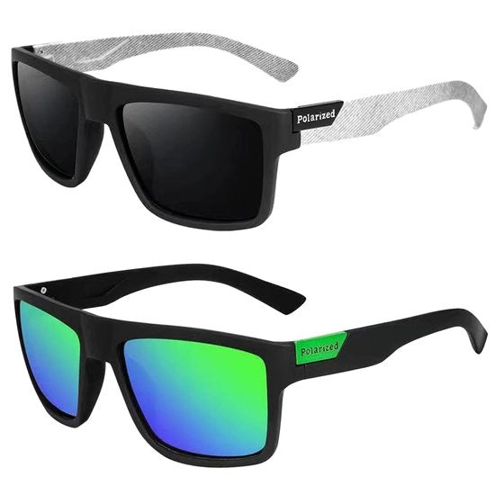 Occhiali da sole polarizzati - Occhiali da uomo/donna - Protezione UV - Nero/verde - 2 pezzi - Protezione duratura per gli occhi - Occhiali da sole