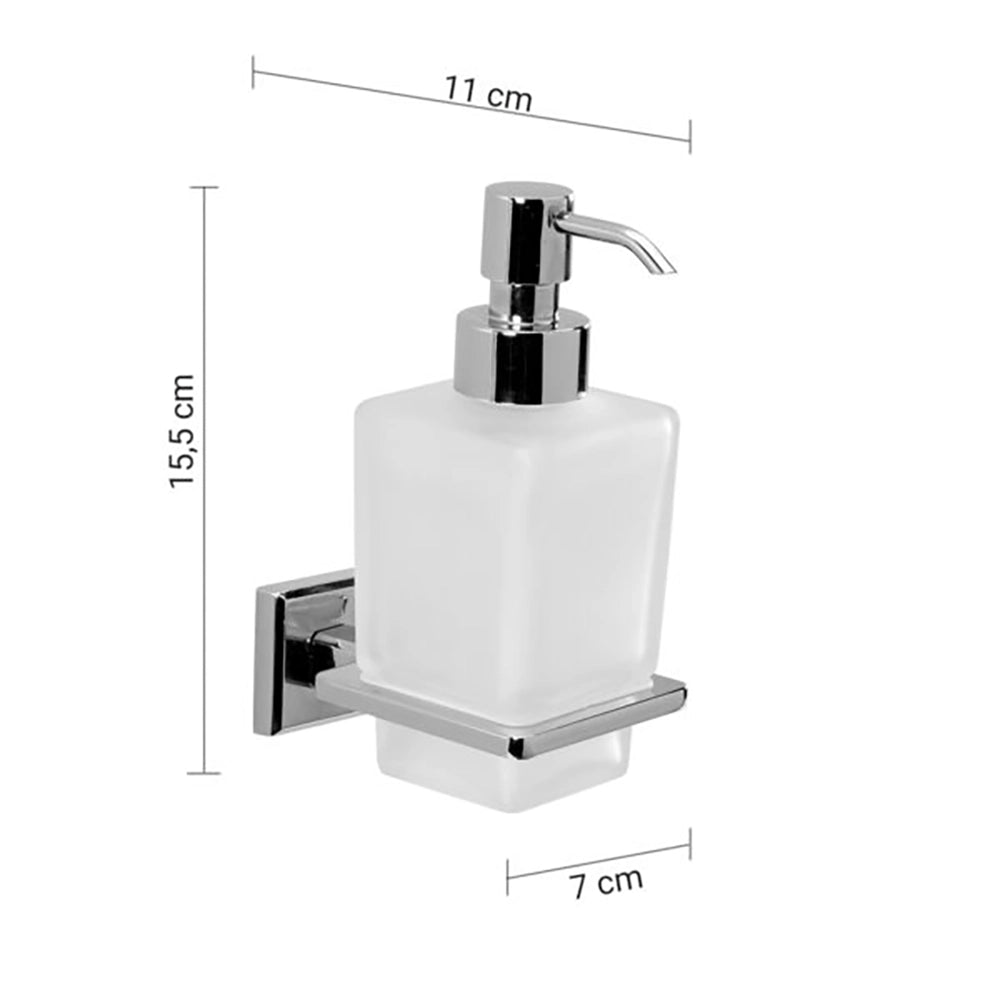 Dispenser dosasapone a muro Gedy in vetro satinato e metallo cromato | Colorado