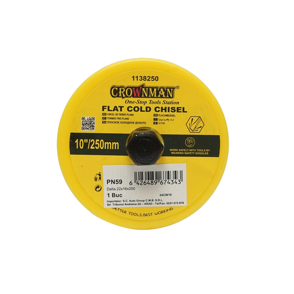 Scalpello piatto per metallo con impugnatura protettiva 22x16x250mm Crownman