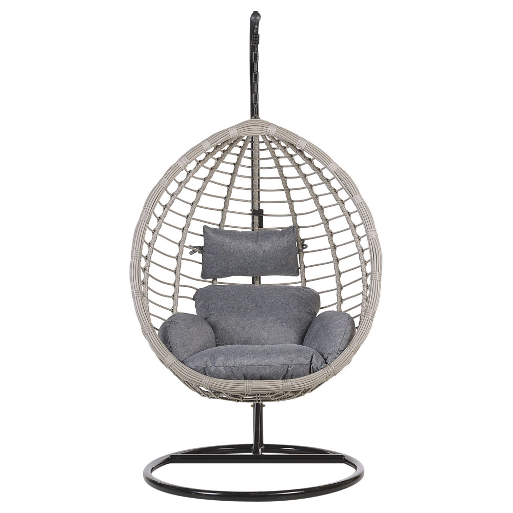 Sedia sospesa poltrona pensile in rattan Nero con struttura in metallo per interni ed esterni a forma di uovo moderna Boho