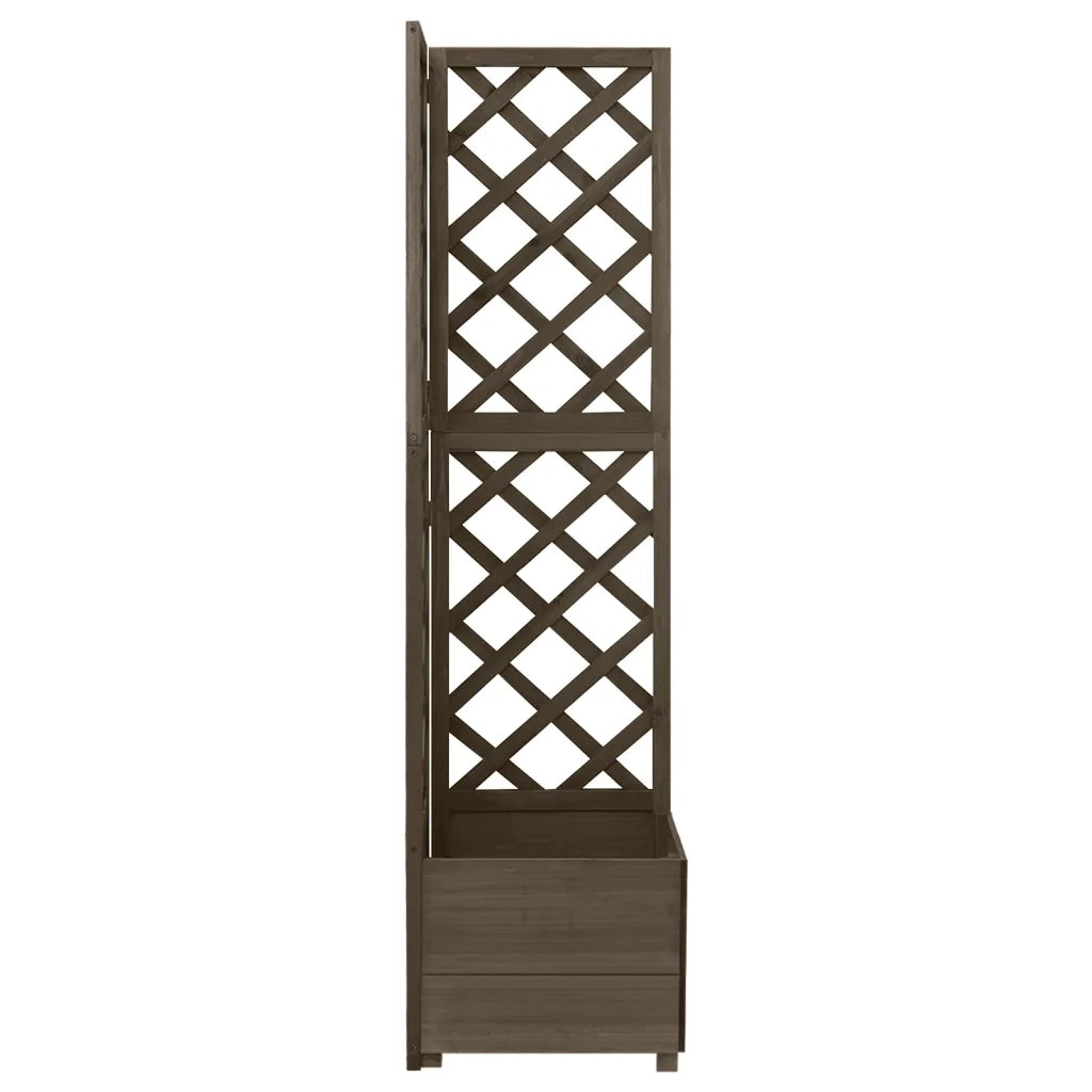 Fioriere | Traliccio ad Angolo Grigio 40x40x150 cm in Massello di Abete