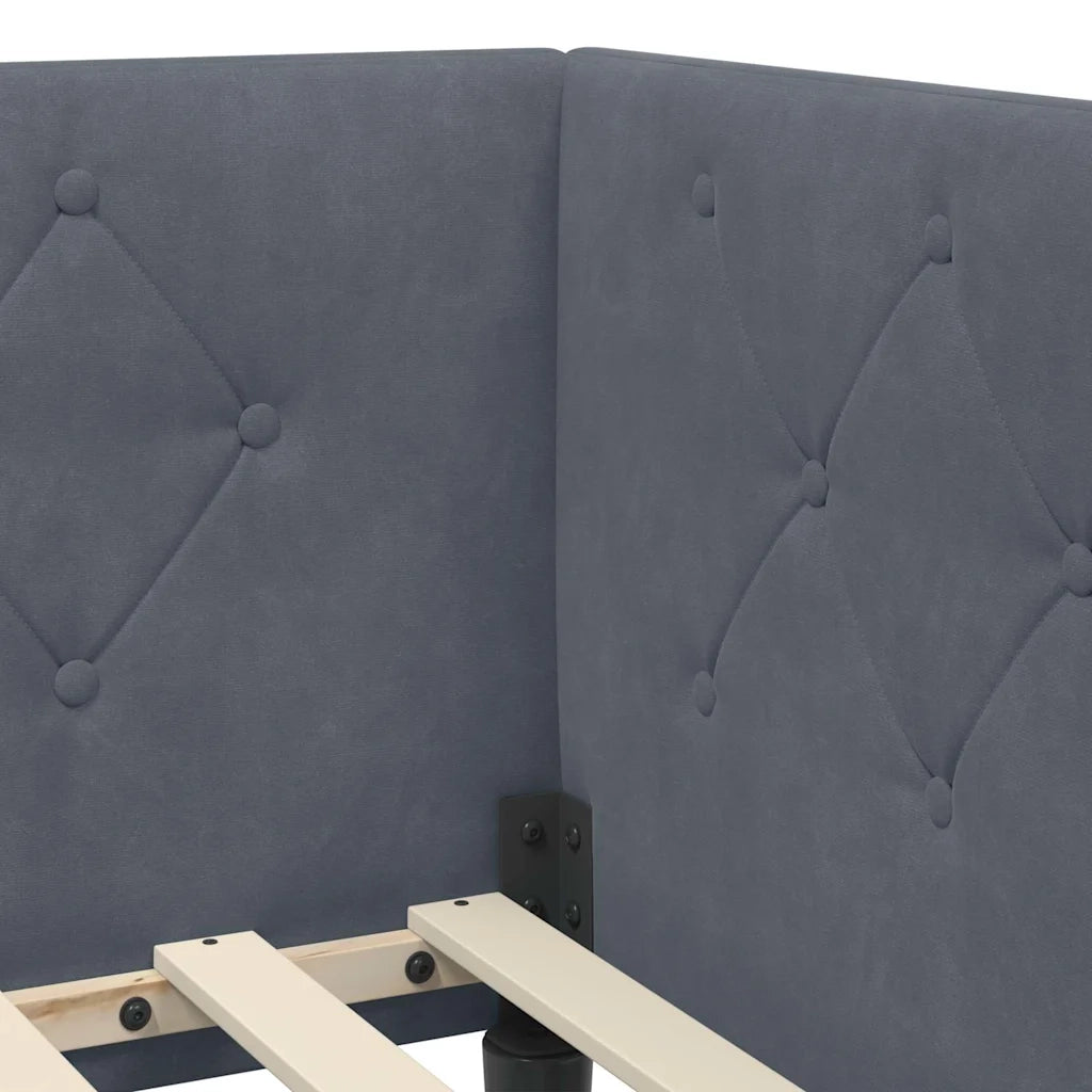 Cornice del letto ad angolo Grigio scuro 80 x 200 cm Velluto