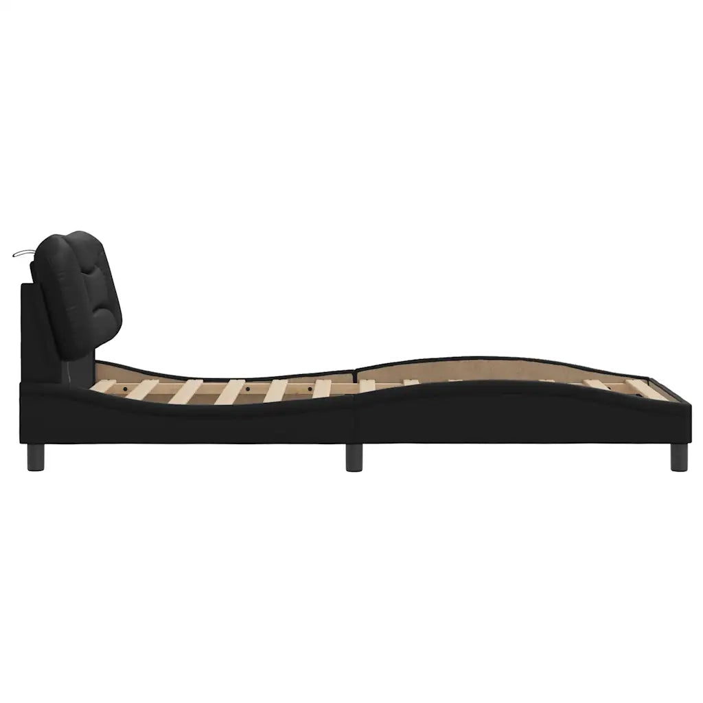 Giroletto con LED senza Materasso-Struttura Letto Hvar Nero 80x200 cm