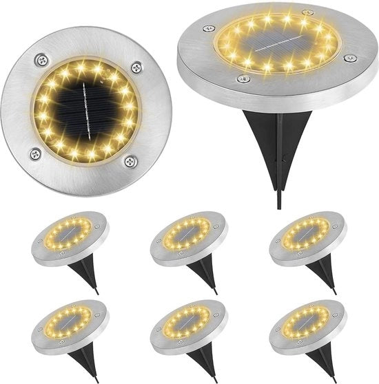 Illuminazione per pavimenti alimentata da energia solare per esterno giardino - 8 pezzi 16 led caldo bianco - IP65 impermeabile all'acqua - lampade solari per giardino prato marciapiede patio ingresso