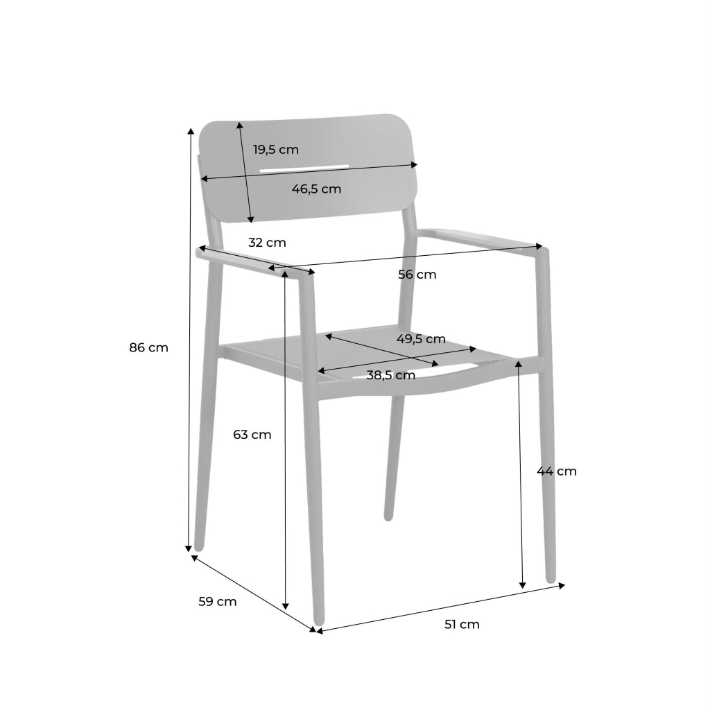 Set 4 sedie da giardino in alluminio e textilene, beige