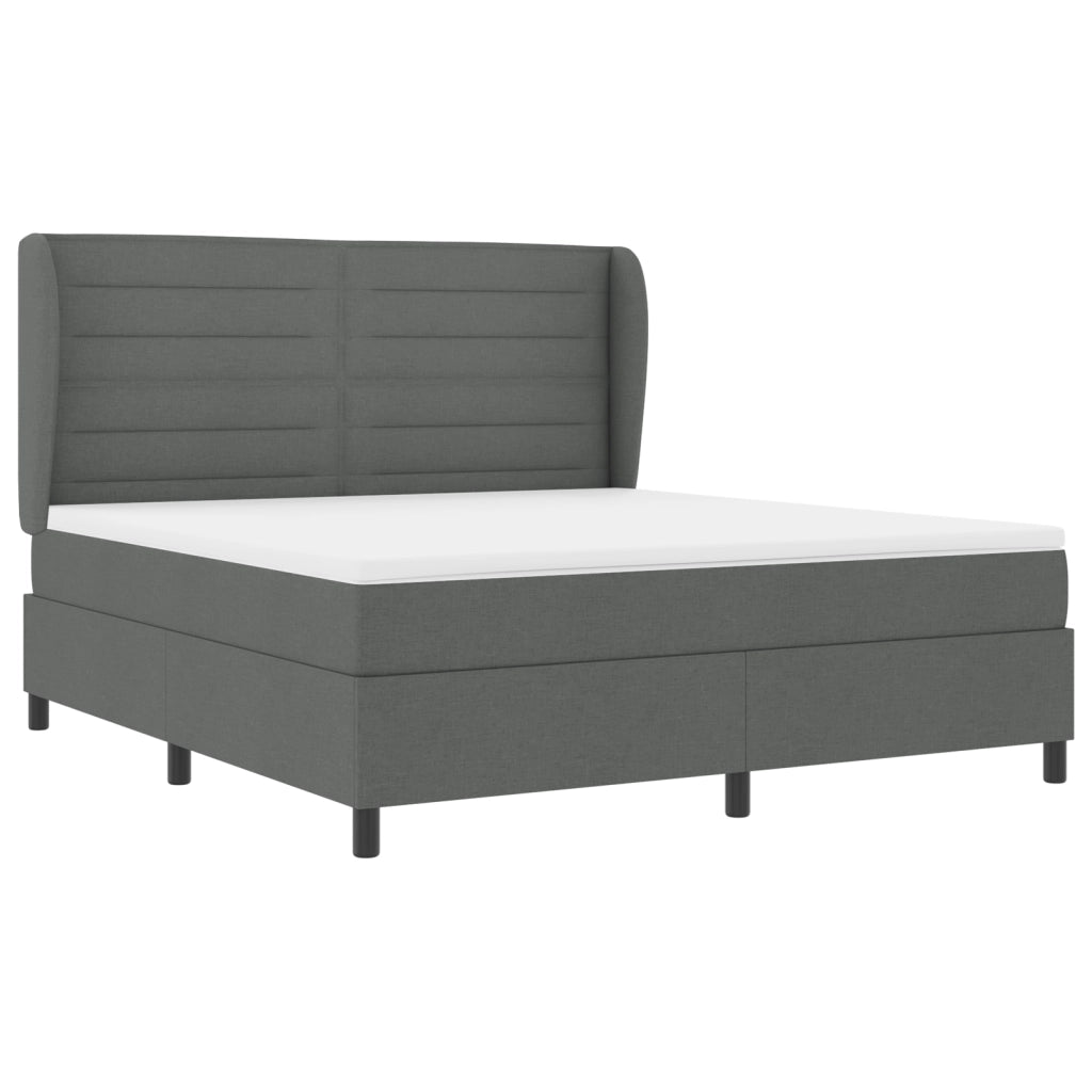 Letto con Rete a Molle e Materasso Grigio Scuro 180x200 cm Tessuto