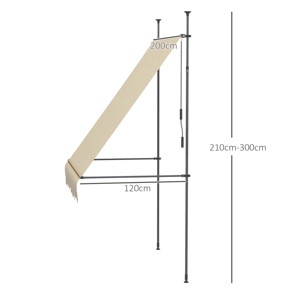 Toldo Retrattile Manuale con Manovella ¨C zephmum ¨C Beige 200x120 cm
