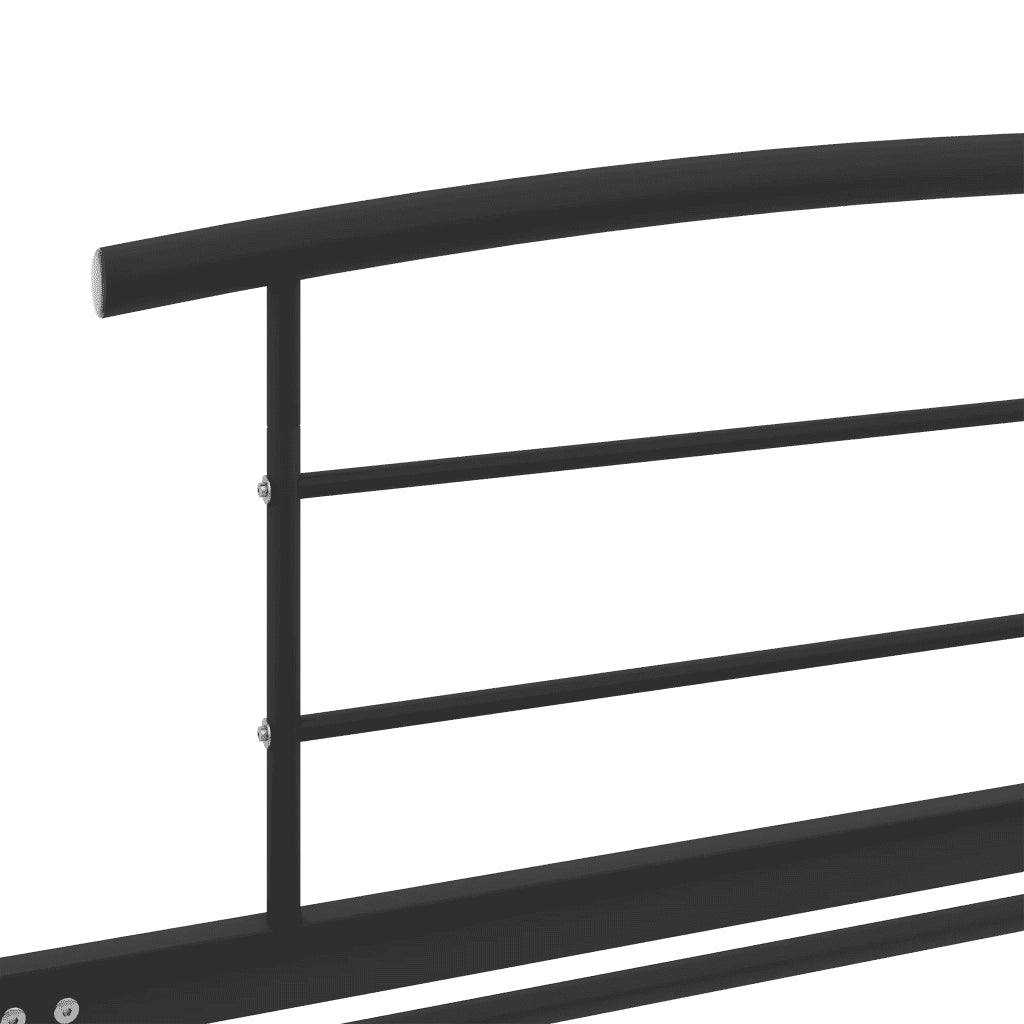 Letto singolo | Letto per adulti | Giroletto Nero in Metallo 90x200 cm