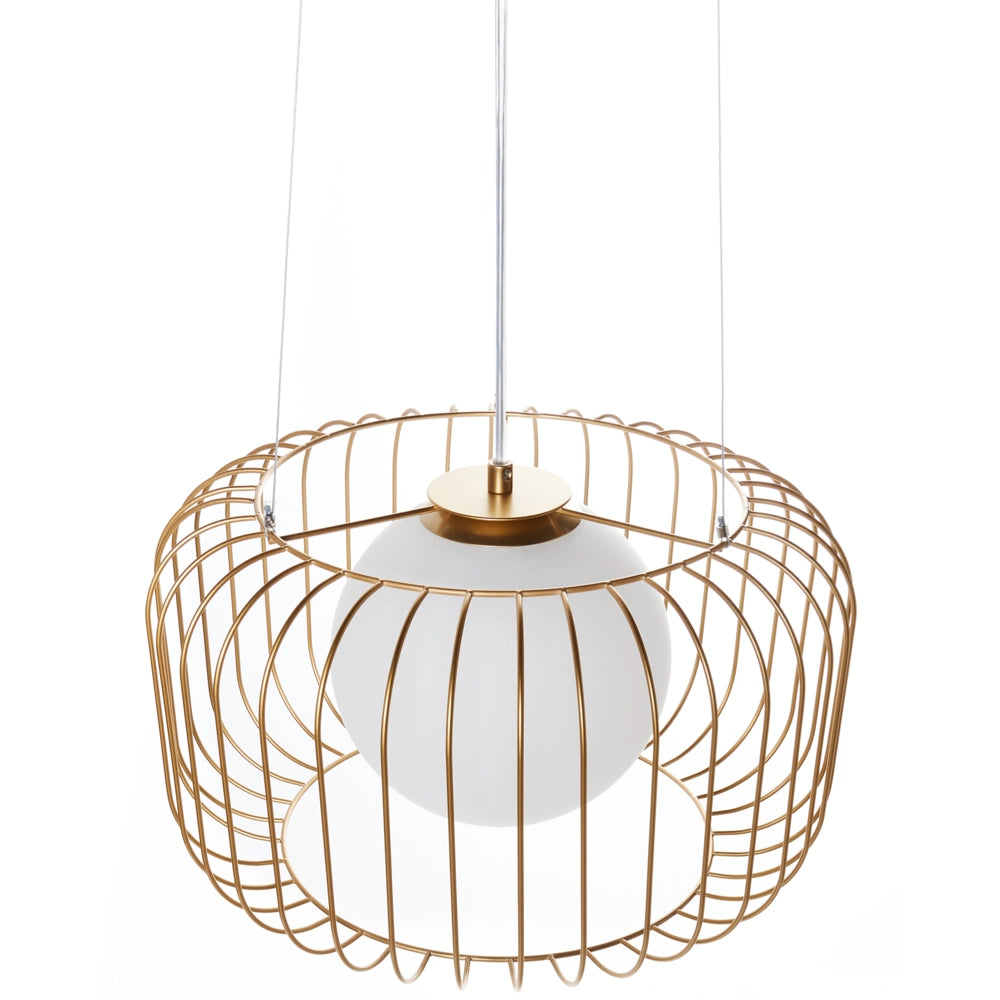 Ciondolo a 1 luce da soffitto in metallo dorato con paralume in ferro e gabbia a filo in stile industriale Soggiorno Camera da letto