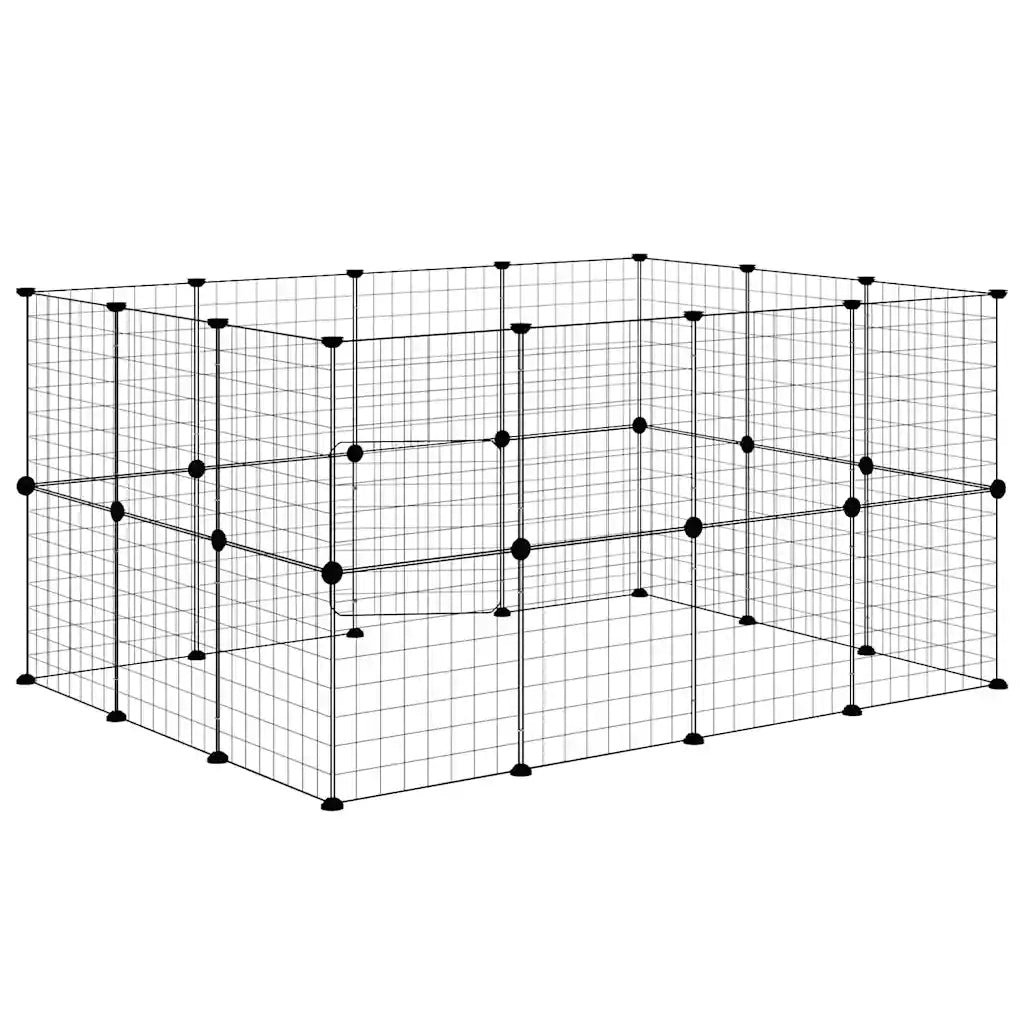 Gabbia per Animali 28 Pannelli con Porta Nero 35x35 cm Acciaio 3114038