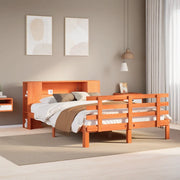 Letto Libreria senza Materasso Marrone Cera 140x190 cm in Pino 3322722