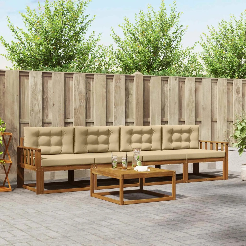 Set di divani da esterno con cuscino 5 pcs Naturale e Beige
