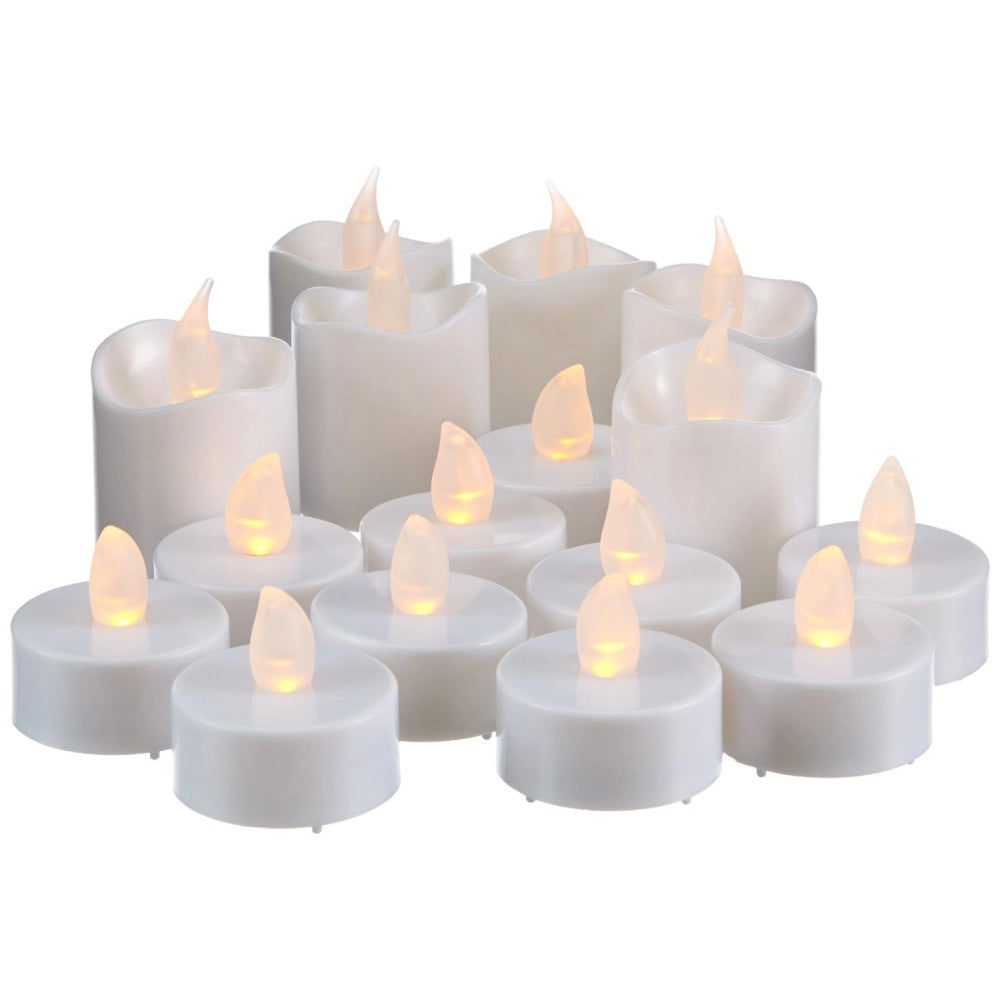 Trade Shop - Kit Candele Candeline A Led Fiamma Tremolante Lumini Con Batterie Incluse Calda -