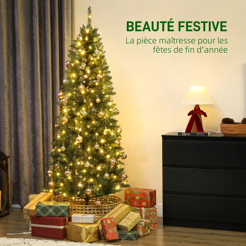 Albero di Natale 180 cm con Luci ¨C Zephmum ¨C Verde, 899 Punte, Supporto in Metallo Pieghevole