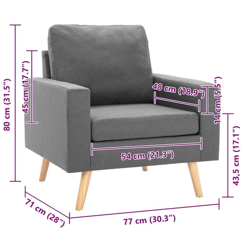 Poltrona-Divano Sedia-Poltroncina Grigio Chiaro in Tessuto 794760