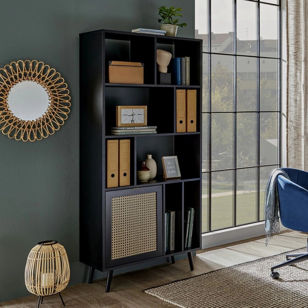 Libreria con frontali effetto vimini Vienna20A colore nero
