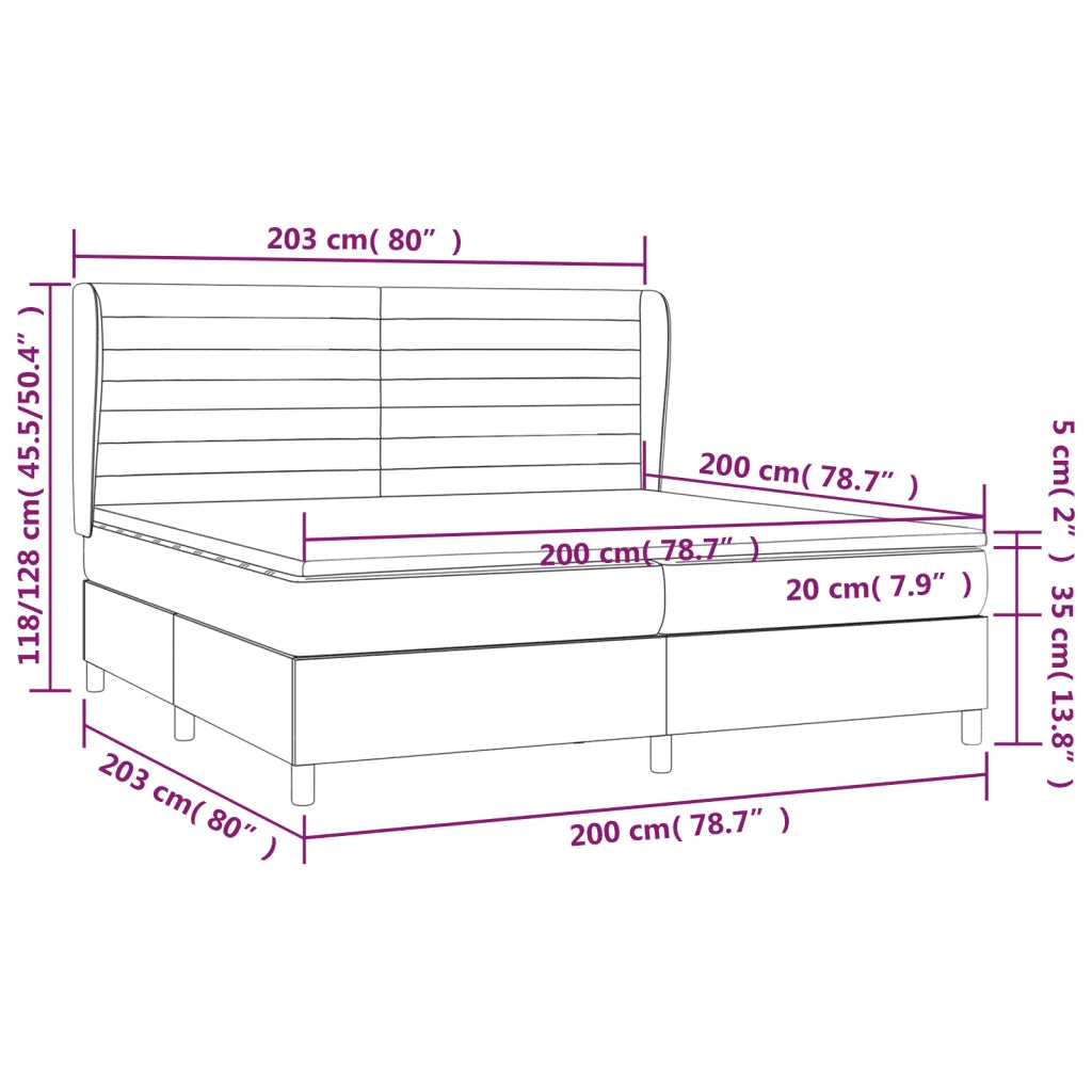 Giroletto a Molle con Materasso Marrone Scuro 200x200cm Tessuto