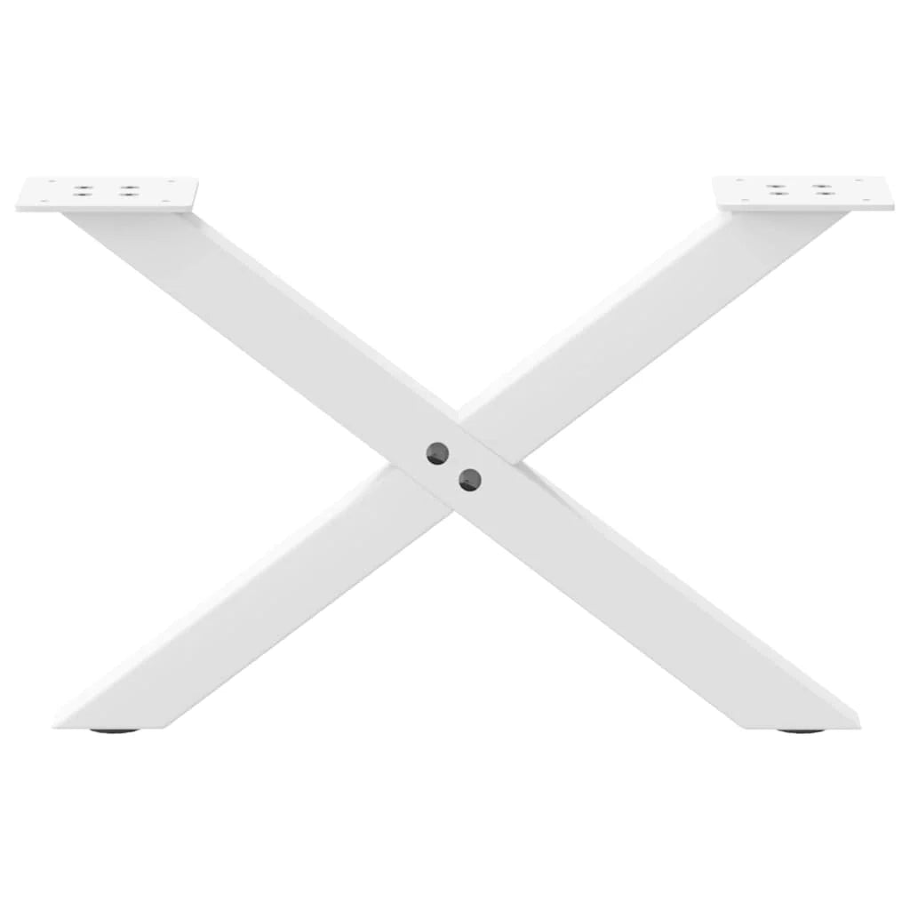 Set di 2 gambe robuste per tavolino da caffè a forma di X 60 x 30 cm con piedini regolabili acciaio bianco 02_0057156