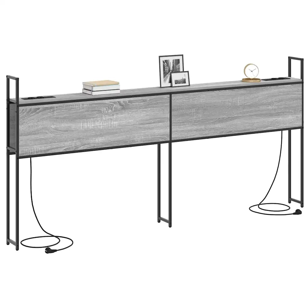 Testiera con Stazione di Carica e Storage Grigio sonoma 859823
