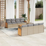Set Divano da Giardino 9 pz con Cuscini Beige in Polyrattan 3259903