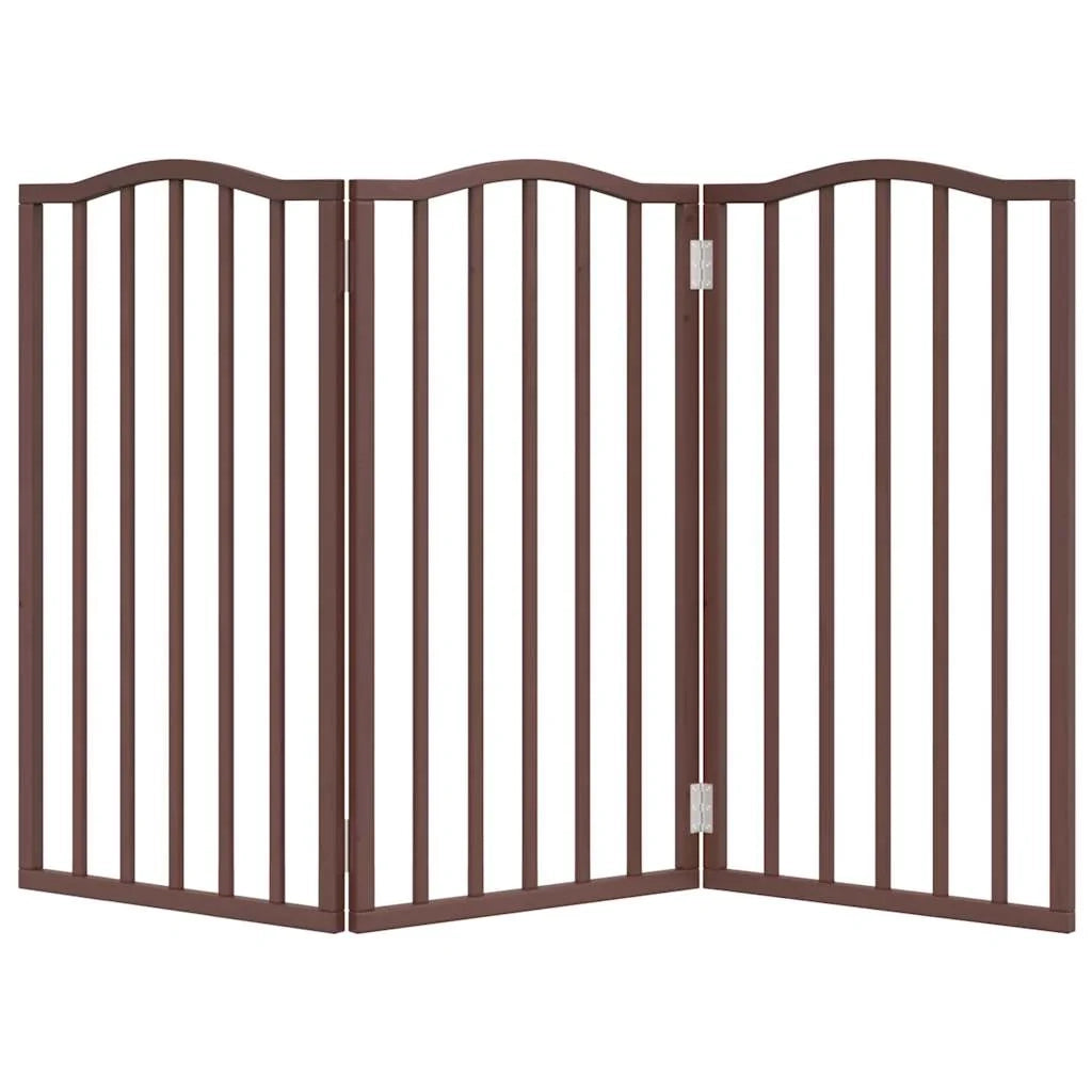 Cancelletto di sicurezza pieghevole per cani a 3 pannelli 150 cm legno di pioppo marrone 02_0023079