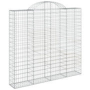 Gabbione cesto gabbia recinzione muro di contenimento ad arco 200 x 30 x 180/200 cm ferro zincato Argento 02_0040001