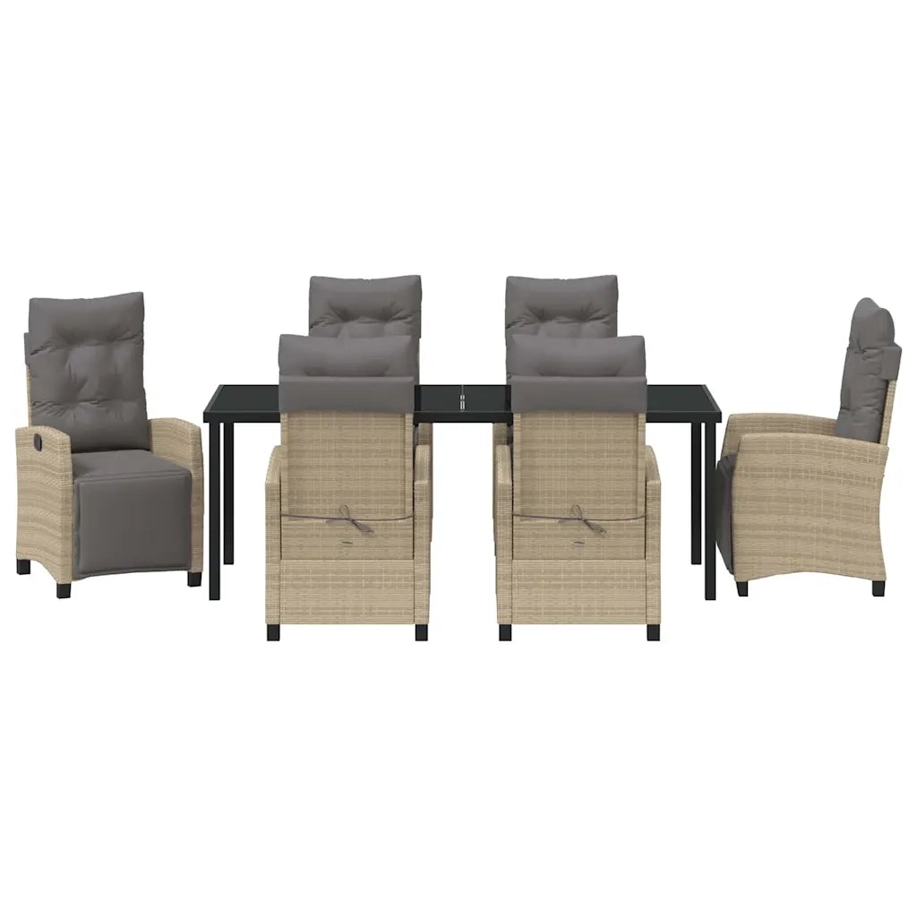 Set da Pranzo per Giardino con cuscino 7 pcs Beige polyrattan 3380454