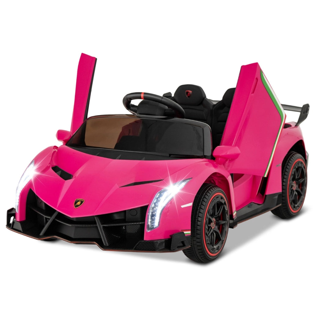 Auto sportiva elettrica per bambini con licenza lamborghini 4WD telecomando 2,4g luci LED, Giocattolo elettrico Rosa-Macchinine giocattoli