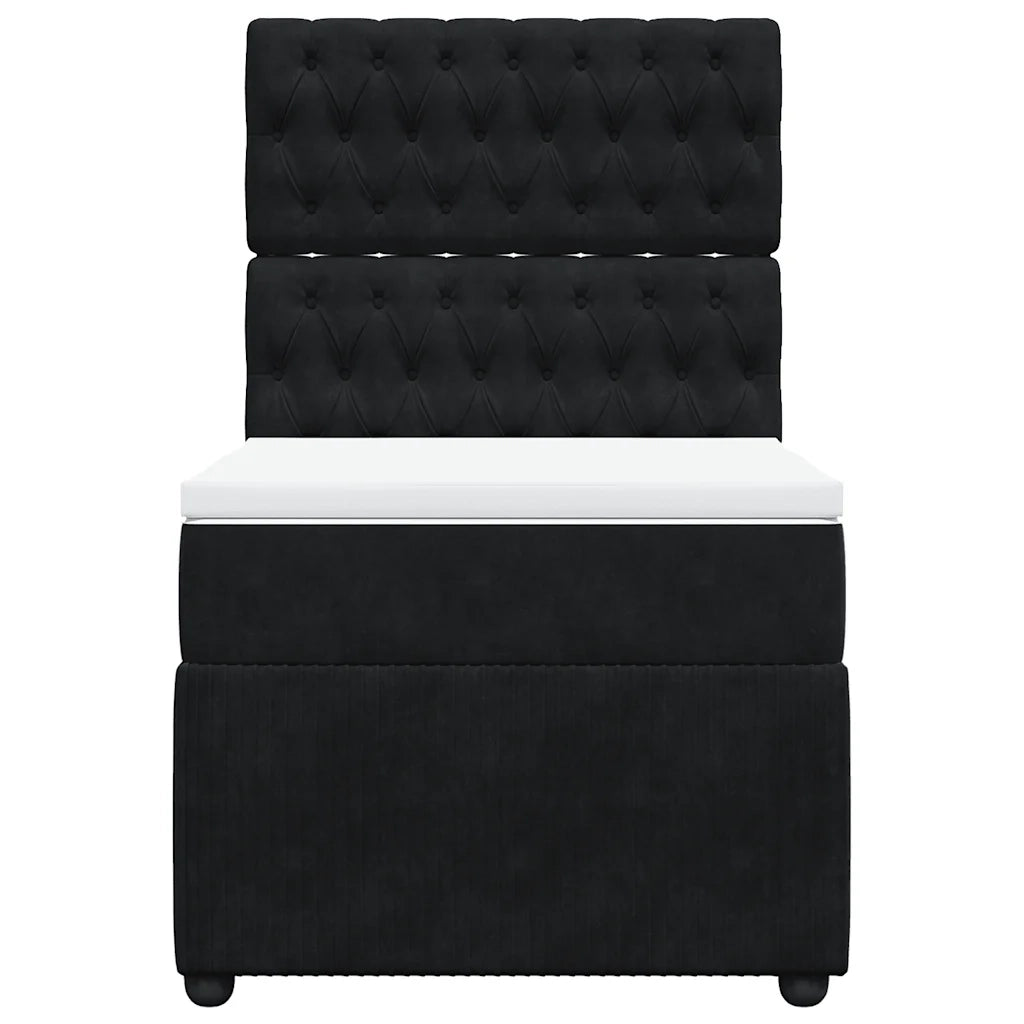 Giroletto a Molle con Materasso Nero 100x200 cm in Velluto