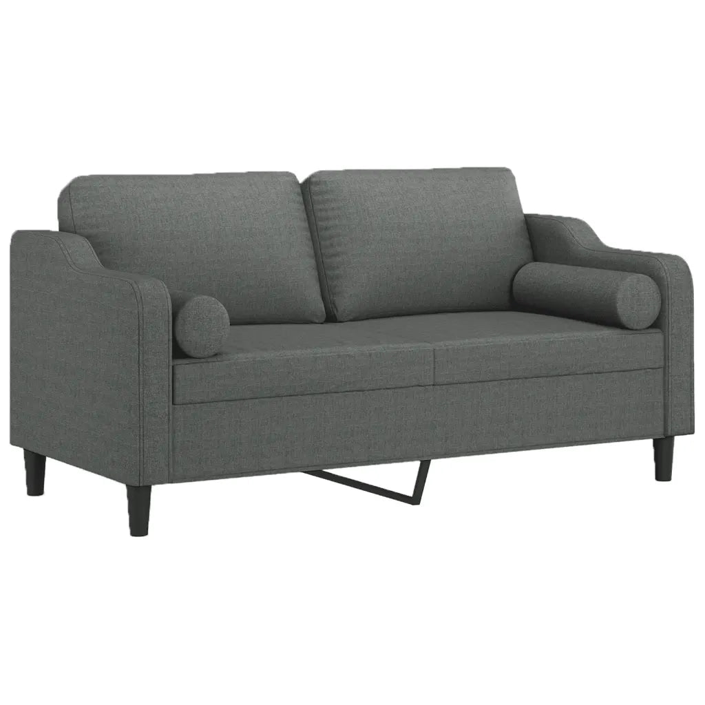 Divano | Divano da soggiorno | Sofa a 2 Posti con Cuscini Grigio Scuro 140 cm in Tessuto