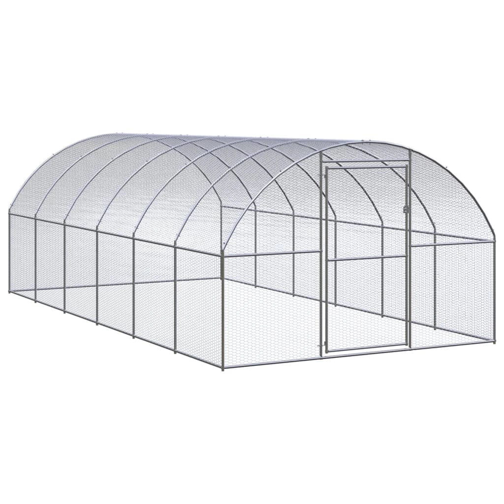 Pollaio/recinto/gabbia per polli da esterno 3 x 6 x 2 m acciaio zincato argento 02_0044015