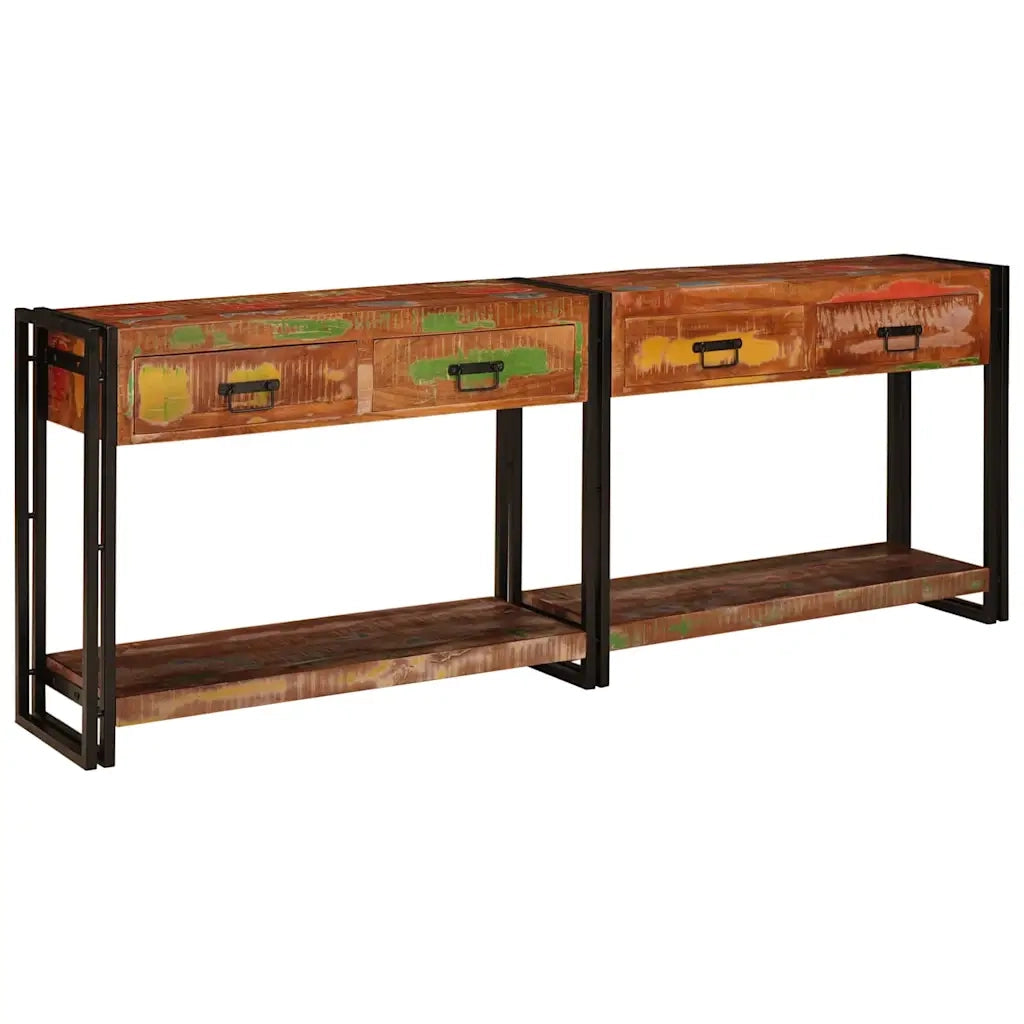 Tavoli consolle 2 pcs Multicolore Legno Recuperato Massello 3324228