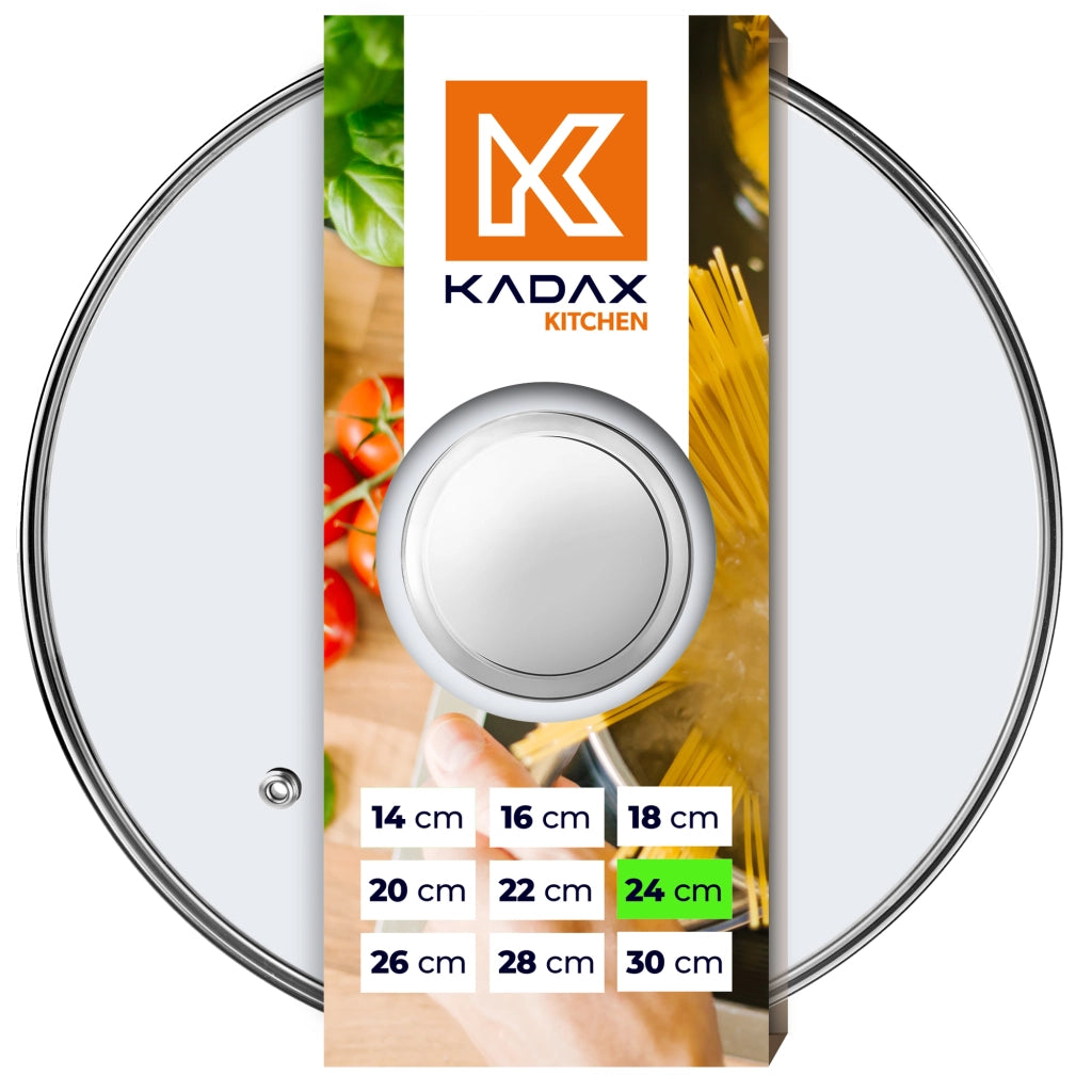 Coperchio in vetro KADAX da 24 cm, universale, resistente al calore, per pentole e padelle.