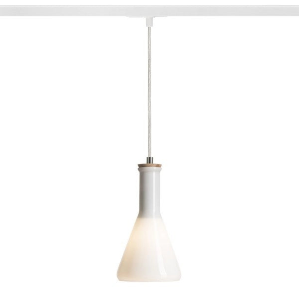 Lampadario PULIRE CON per binario monofase vetro opalino/legno 230V E14 28W
