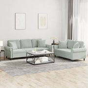 Set di Divani 2 pz con Cuscini Grigio Chiaro in Vellutocod mxl 131059