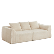 Divano modulare - con linee curve e seduta ampia - in velluto a coste - beige